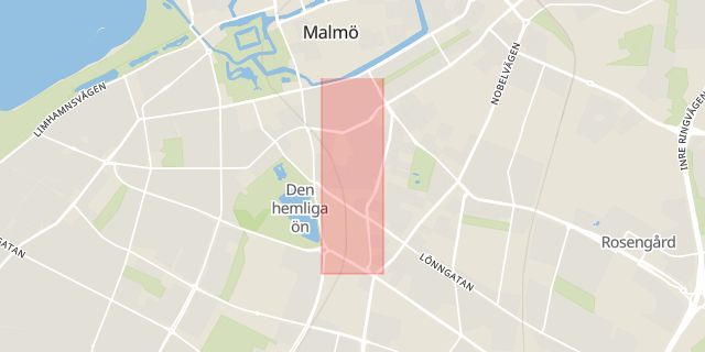 Karta som med röd fyrkant ramar in Förstadsgatan, Malmö, Skåne län