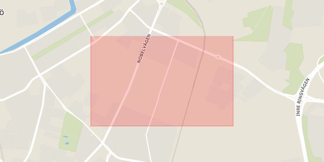 Karta som med röd fyrkant ramar in Industrigatan, Malmö, Skåne län