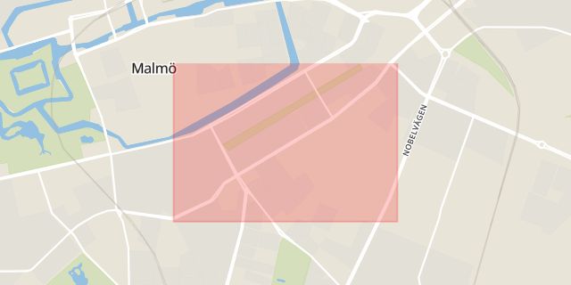 Karta som med röd fyrkant ramar in Föreningsgatan, Malmö, Skåne län