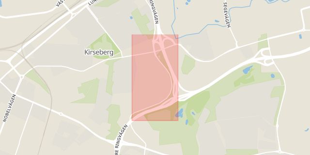Karta som med röd fyrkant ramar in Inre Ringvägen, Trafikplats Bulltofta, Malmö, Skåne län