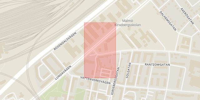 Karta som med röd fyrkant ramar in Norra Bulltoftavägen, Ringstagatan, Malmö, Skåne län