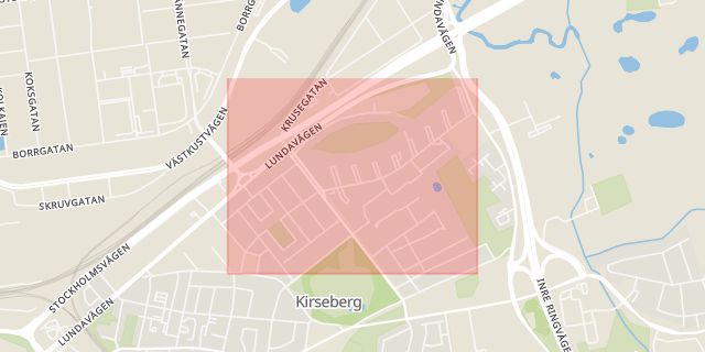 Karta som med röd fyrkant ramar in Kronetorpsgatan, Malmö, Skåne län