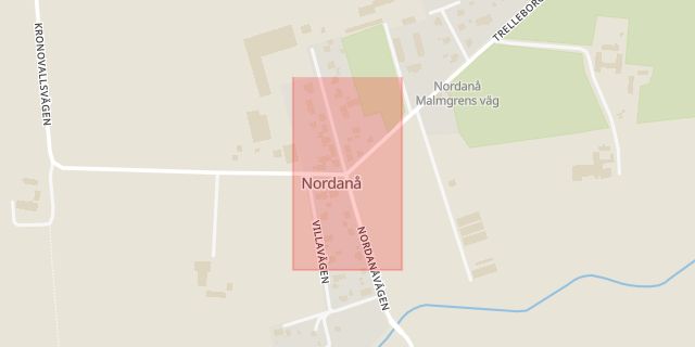 Karta som med röd fyrkant ramar in Nordanå, Staffanstorp, Skåne län