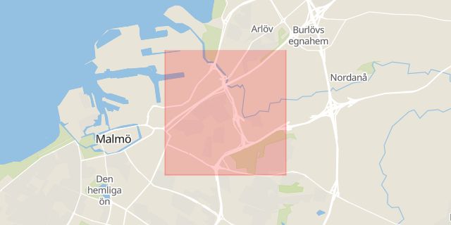 Karta som med röd fyrkant ramar in Kiosk, Kirseberg, Malmö, Skåne län