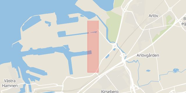 Karta som med röd fyrkant ramar in Flintrännegatan, Malmö, Skåne län