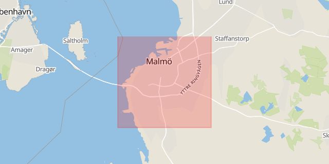 Karta som med röd fyrkant ramar in Serenadgatan, Malmö, Skåne län