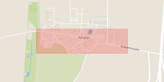 Karta som med röd fyrkant ramar in Alnarp, Sundsvägen, Lomma, Skåne län