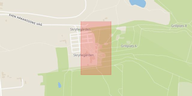 Karta som med röd fyrkant ramar in Dalby, Skrylle, Lund, Skåne län