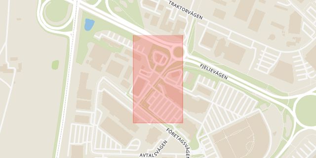 Karta som med röd fyrkant ramar in Förhandlingsvägen, Lund, Skåne län