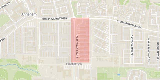 Karta som med röd fyrkant ramar in Parternas Gränd, Lund, Skåne län