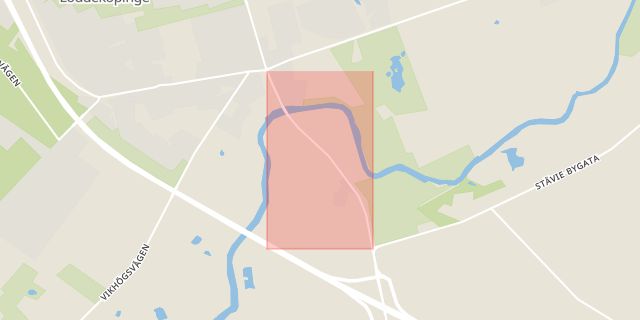 Karta som med röd fyrkant ramar in Löddeköpinge, Malmövägen, Kävlinge, Skåne län