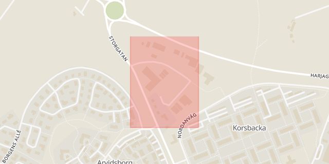 Karta som med röd fyrkant ramar in Bogesholmsvägen, Kävlinge, Skåne län