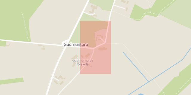 Karta som med röd fyrkant ramar in Gudmuntorp, Höör, Skåne län