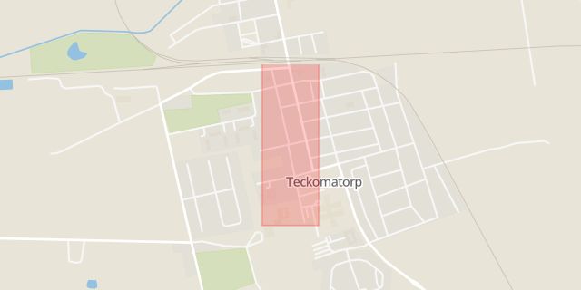 Karta som med röd fyrkant ramar in Teckomatorp, Västergatan, Svalöv, Skåne län