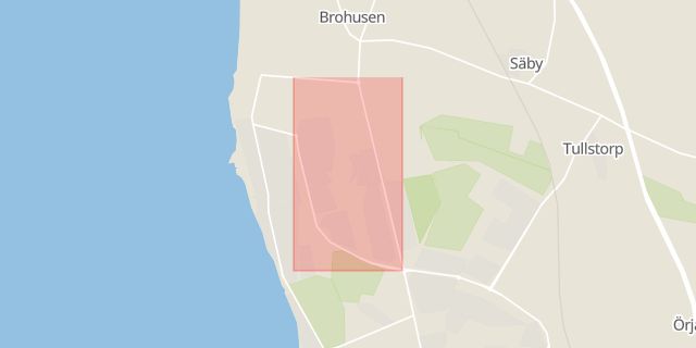 Karta som med röd fyrkant ramar in Löpargatan, Tommy Hilfiger, Landskrona, Skåne län