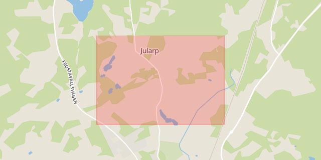 Karta som med röd fyrkant ramar in Jularp, Höör, Skåne län