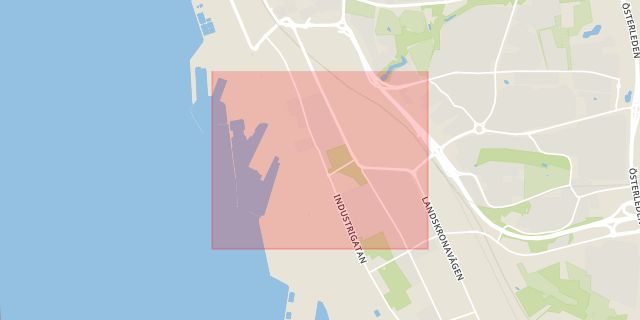 Karta som med röd fyrkant ramar in Planteringen, Helsingborg, Skåne län