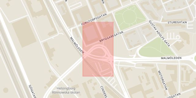 Karta som med röd fyrkant ramar in Trafikplats Helsingborg Södra, Helsingborg, Skåne län
