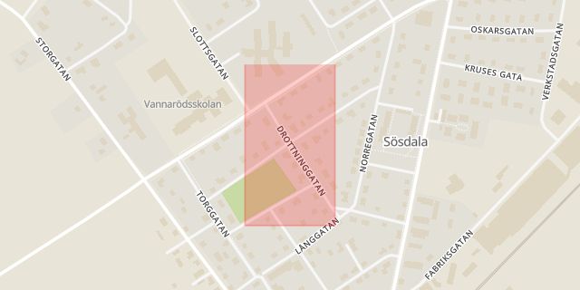 Karta som med röd fyrkant ramar in Sösdala, Hässleholm, Skåne län