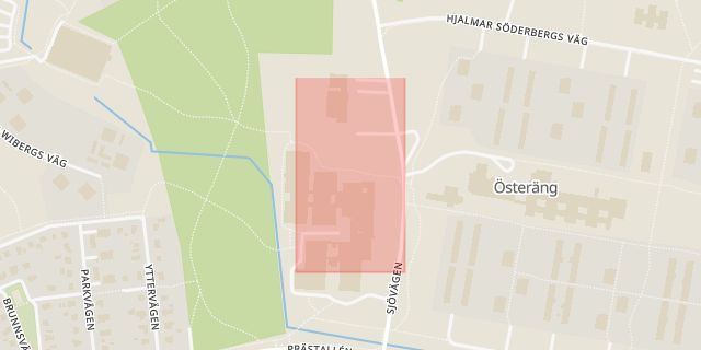 Karta som med röd fyrkant ramar in Österäng, Kristianstad, Skåne län
