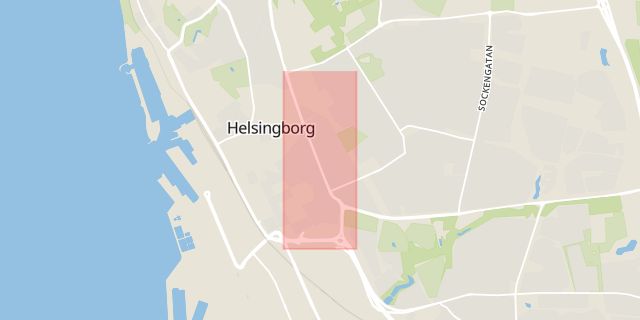 Karta som med röd fyrkant ramar in Södra Stenbocksgatan, Helsingborg, Skåne län
