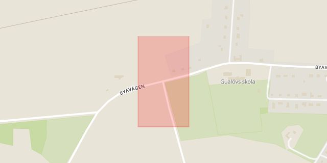 Karta som med röd fyrkant ramar in Gualöv, Bromölla, Skåne län