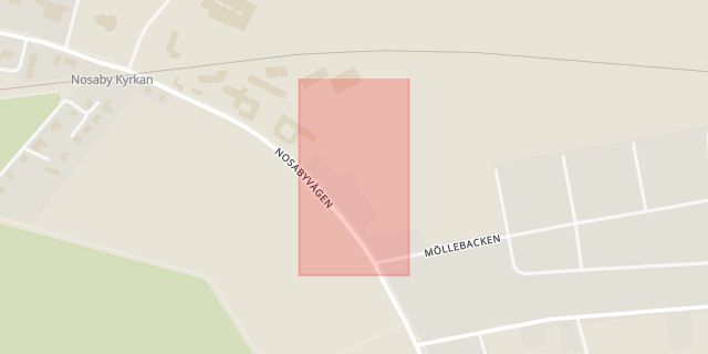 Karta som med röd fyrkant ramar in Nosaby, Kristianstad, Skåne län