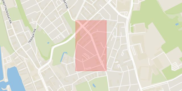 Karta som med röd fyrkant ramar in Kopparmöllegatan, Slottshöjden, Helsingborg, Skåne län