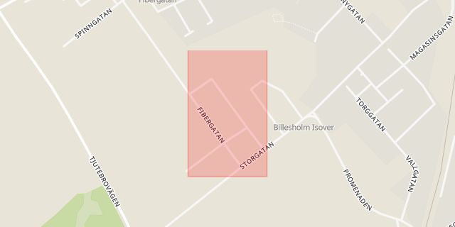 Karta som med röd fyrkant ramar in Billesholm, Glasgatan, Bjuv, Skåne län