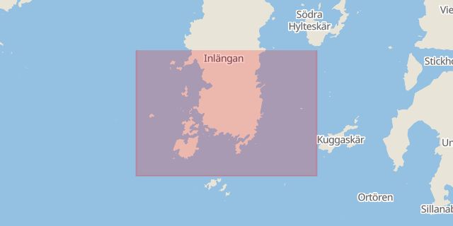 Karta som med röd fyrkant ramar in Blekinge, Öarna, Öppenskär, Inlängan, Sjöfartsverket, Karlskrona, Blekinge län