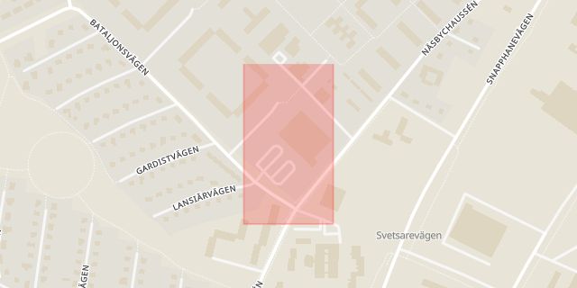 Karta som med röd fyrkant ramar in Gamlegården, Kristianstad, Skåne län