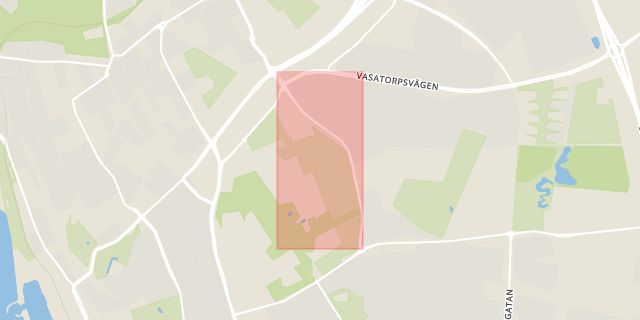 Karta som med röd fyrkant ramar in Fredriksdal, Lägervägen, Helsingborg, Skåne län