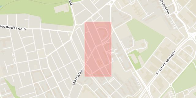 Karta som med röd fyrkant ramar in Röamöllagatan, Helsingborg, Skåne län
