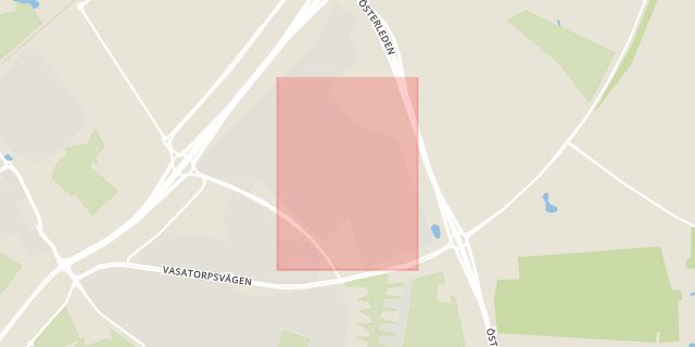Karta som med röd fyrkant ramar in Dalhem, Dalhemsvägen, Helsingborg, Skåne län