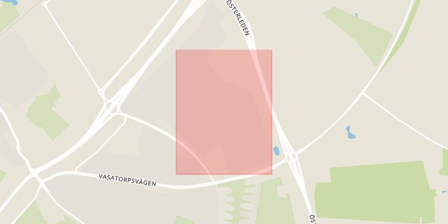 Karta som med röd fyrkant ramar in Dalhemsvägen, Helsingborg, Skåne län