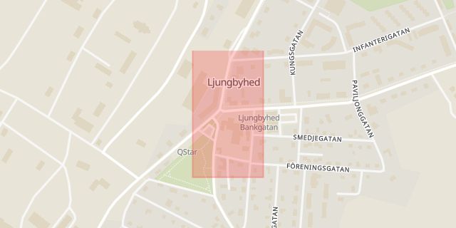 Karta som med röd fyrkant ramar in Ljungbyhed, Klippan, Skåne län