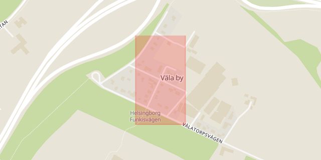 Karta som med röd fyrkant ramar in Väla, Helsingborg, Skåne län