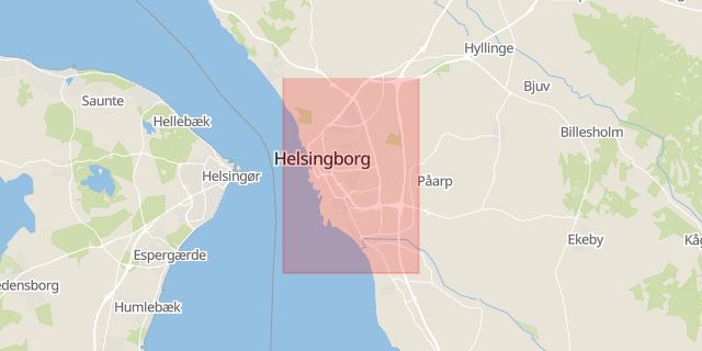 Karta som med röd fyrkant ramar in Helsingborg, Skåne län