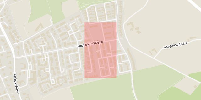 Karta som med röd fyrkant ramar in Stallknektsvägen, Laröd, Helsingborg, Skåne län