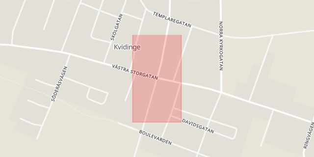 Karta som med röd fyrkant ramar in Kvidinge, Åstorp, Skåne län