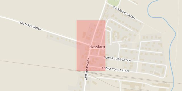 Karta som med röd fyrkant ramar in Hasslarp, Helsingborg, Skåne län