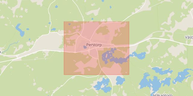 Karta som med röd fyrkant ramar in Perstorp, Skåne län