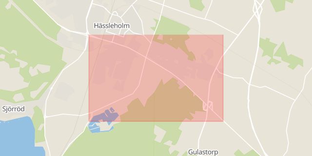 Karta som med röd fyrkant ramar in Kristianstadsvägen, Hässleholm, Skåne län