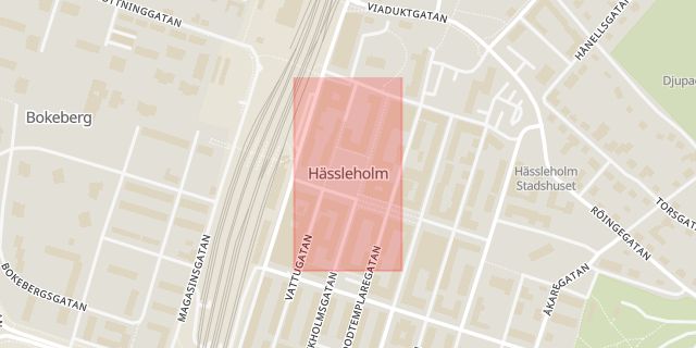 Karta som med röd fyrkant ramar in Stortorget, Hässleholm, Skåne län