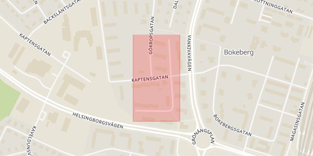 Karta som med röd fyrkant ramar in Gethornskroken, Hässleholm, Skåne län