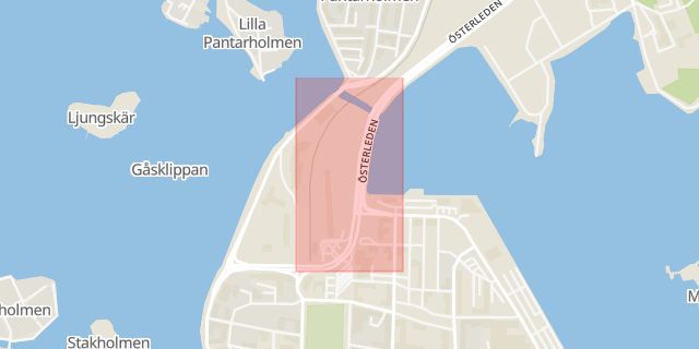 Karta som med röd fyrkant ramar in Pottholmen, Österleden, Karlskrona, Blekinge län
