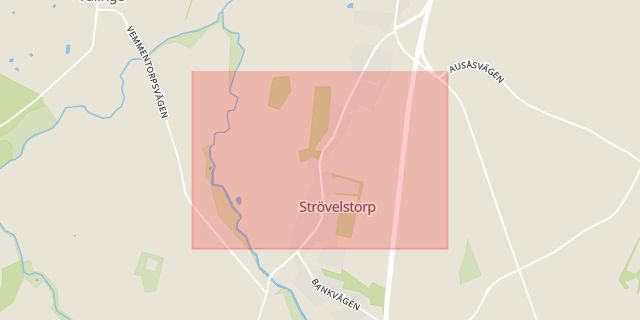 Karta som med röd fyrkant ramar in Strövelstorp, Ängelholm, Skåne län