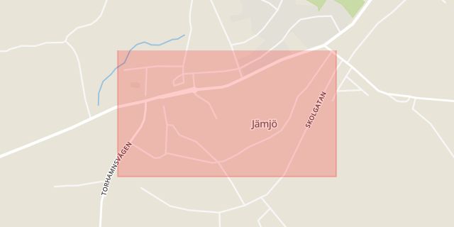 Karta som med röd fyrkant ramar in Jämjö, Hammarbyvägen, Karlskrona, Blekinge län
