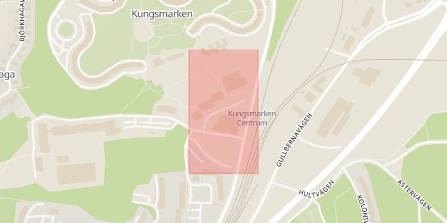 Karta som med röd fyrkant ramar in Kungsmarksplan, Karlskrona, Blekinge län