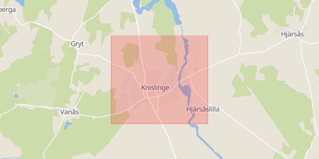 Karta som med röd fyrkant ramar in Knislinge, Östra göinge, Skåne län